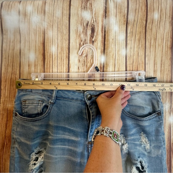 Machine Pour Neuf Mode Women’s Distressed Skinny Blue Denim Jeans Size 32 - Picture 3 of 9